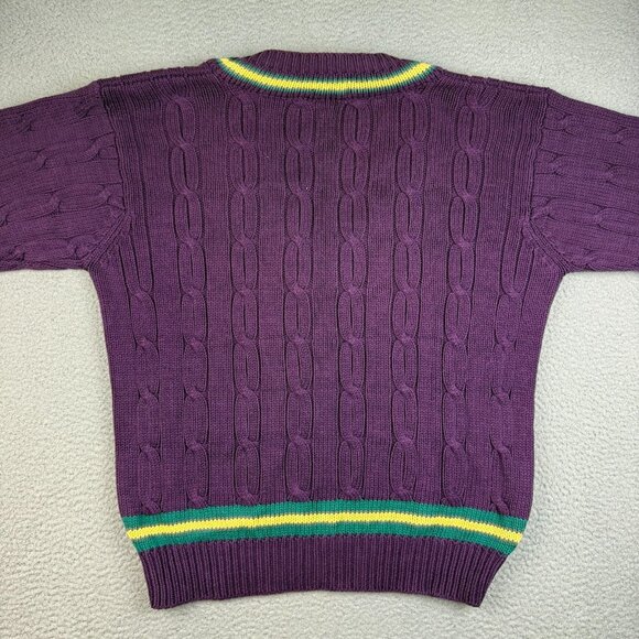 VTG Wool Cable Knit Cricket Sweater Mens Extra Large Tennis V-Neck Jumper Preppy - Picture 5 of 8